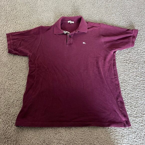 Vintage Burberry‎ London Burgundy Polo Shirt Men’s Size XL